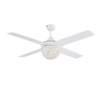 Westinghouse Lighting 72262 - Ventilatore da soffitto contemporaneo Kelcie con luce e telecomando, 132 cm, finitura bianca, paralume con gioielli di cristallo