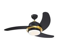 Westinghouse Lighting 73041 Simone, moderno ventilatore da soffitto LED con luce, 122 cm, finitura nera opaca con accenti dorati, vetro smerigliato opale