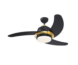 Westinghouse Lighting 73041 Simone, moderno ventilatore da soffitto LED con luce, 122 cm, finitura nera opaca con accenti dorati, vetro smerigliato opale