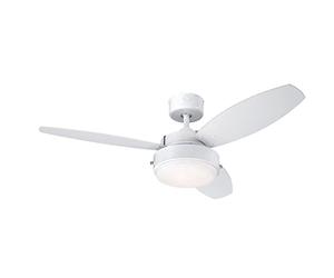 Westinghouse Lighting 73058 Alloy, moderno ventilatore da soffitto con luce, 105 cm, finitura bianca, vetro smerigliato opale