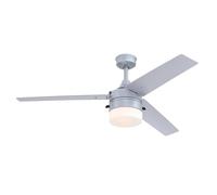 Westinghouse Lighting 7316540 - Moderno ventilatore da soffitto per esterni/interni Riverton in tinta argento da 132 cm, lampada con vetro smerigliato opale