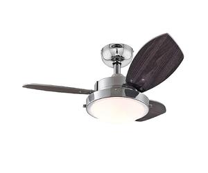 Westinghouse Lighting 78762 Wengue 762 - Ventilatore a soffitto con luce singola e tre pali, versione cromata con vetro opalino