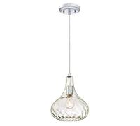 Westinghouse Lighting Design Lampadario a sospensione in cromo - Elegante vetro trasparente martellato, Ø 23 cm, altezza regolabile fino a 159 cm, ideale per soggiorno e cucina, moderna lampada da