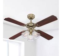 Ventilatore da Soffitto Lampada Ventola Princess Trio Ottone Antico 105 CM