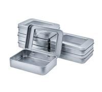 WESTKAIBA 6 Pieces tin can Mini Box with Metal Storage case lid Silver Transparent Rectangular Container Accessory Storage Miscellaneous Goods Storage