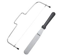 Westmark 1 divisorio per base torta, lunghezza: 32 cm + 1 paletta per spalmare, dritta, lunghezza: 30 cm, acciaio inox/plastica, argento/nero, 712022E6