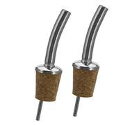 Westmark 2 beccucci per bottiglie di liquori, con tratubi, tappi di sughero naturale/ottone, senza nichel, con ruote, colore argento, 42002280