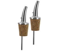 Westmark 2 Beccucci per Bottiglie di Liquori e Olio, Molto Corti, Metallo/Ottone, Senza Nichel, Tappi in Sughero Naturale, Classic Gastro, Argento, 43702280