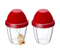 Westmark 2 Bicchieri/Shaker per mescolare e agitare con disco di miscelazione rimovibile, 0,25 l, 12,8 cm, Plastica, Senza BPA - Uovo per mescolare, Trasparente/Rosso, 308922ER