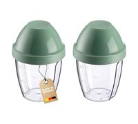Westmark 2 Bicchieri/Shaker per mescolare e agitare con disco di miscelazione rimovibile, 0,25 l, 12,8 cm, Senza BPA - Uovo per mescolare, Trasparente/Verde menta, 308922EM