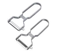 Westmark 2 pelapatate - con lama bilaterale e raschietto per le parti danneggiate + pelapatate a julienne per strisce sottili di verdure - Per destri e mancini, Acciaio inossidabile