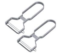 Westmark 2 Pelapatate in Acciaio Inox - Robusto classico pelapatate a U con lama su due lati e scavino per le parti danneggiate - Per destrimani e mancini, Deluxe, lama liscia, 2 pezzi