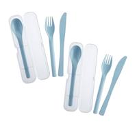Westmark 2 Set di Posate, 3 Pz - Pratico set con coltello, forchetta e cucchiaio in scatola da asporto, Ottimo per campeggio, festival e picnic - No BPA, Blu