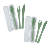 Westmark 2 Set di Posate, 3 Pz - Pratico set con coltello, forchetta e cucchiaio in scatola da asporto, Ottimo per campeggio, festival e picnic - No BPA,Verde menta