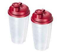 Westmark 2 Shaker per condimenti con Scala Graduata, Disco Rimovibile e Beccuccio Richiudibile, Capacità: 0,5 l, Plastica, Senza BPA, Mixery, Colore: Traslucido/Rosso, 243522ER