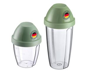 Westmark 2 Tazze/Shaker per Miscelare e Agitare con Disco di Miscelazione Removibile - Capacità 1x 0,5 l e 1x 0,25 l, plastica, no BPA - Trasparente/verde menta, 309022E6