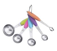 Westmark 30602270 - Set di 5 cucchiai dosatori collegati ad anello, per 1,25 ml, 2,5 ml, 5 ml, 7,5 ml, 15 ml, in acciaio inox/silicone, pendolino, argento/verde/rosa/blu/viola/arancione, 30602270