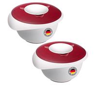 Westmark 315522E3-2 ciotole con coperchio diviso, 3,5 l, con beccuccio, plastica, bianco/rosso, 315522E3, Bianco/Rosso, 2 pezzi