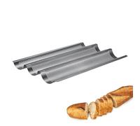 Westmark 32982260 - Stampo per baguette, 3 baguette, lunghezza 38,5 cm, in acciaio, antiaderente, Long, antracite