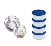 Westmark 4 Barattoli per erbe aromatiche, incl. coperchio, capacità: 100 ml l'uno, impilabili, plastica, Trio, colore: trasparente/blu, 25742270