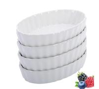 Westmark 4 Coppette da portata per crème brulée, ovale, adatto per microonde e forno, dimensioni: 13,5 x 8,1 x 2,7 cm, porcellana, bianco, 23302260