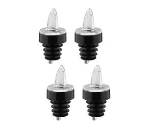 Westmark 4 Tappi Dosatori per Bottiglie di Liquori, Con Anello Decorativo, Tappi in Plastica, Jet-Pour, Trasparente/Nero, 4122248G