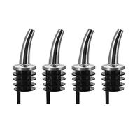 Westmark 437222E3 - Set di 4 beccucci per liquori e olio, extra corti, con tubi d'aria, in metallo e ottone, senza nichel, tappi in plastica, Classic Gastro, colore: Argento/Nero
