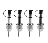 Westmark 453322E3 - Set di 4 beccucci per liquori e olio, con tappo in silicone e acciaio INOX, colore: Argento