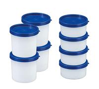 Westmark 8 Barattoli per Erbe Aromatiche, Incluso Coperchio, Capacità: 4x100ml, 4x200ml, Impilabili, Plastica, Trio, Colore: Trasparente/Blu, 258422E6