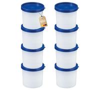 Westmark 8 contenitori per erbe aromatiche/congelatore con coperchio - Ideali per congelare erbe aromatiche e cipolle, 200 ml ciascuno, impilabili, trio, trasparente/blu, 258422E3