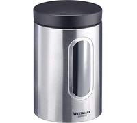 Westmark Barattolo con finestra - 1,8 l, Ø 12 cm, per 500 g di caffè | Per farina, zucchero, pasta e altro, coperchio a vite, impilabile, lavaggio a mano, senza BPA, acciaio inox, 62372260