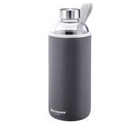 Westmark Borraccia, Vetro con stampa, Incl. Fodera protettiva, 1000 ml, Vetro/Silicone/Gomma, Senza BPA, Viva, Antracite/Argento/Trasparente, 5274226A