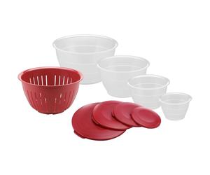 Westmark Bowl Set, 4 bowls with lids + 1 strainer, 9 pieces, Volume: 0.6/1.3/2.5