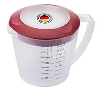 Westmark Caraffa graduata con paraschizzi, coperchio e beccuccio, Plastica, Capacità: 1,4 litri, Helena, Trasparente/Rosso, 3105227R