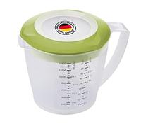 Westmark Caraffa graduata con paraschizzi, coperchio e beccuccio, Plastica, Capacità: 1,4 litri, Helena, Trasparente/Verde, 3105227A