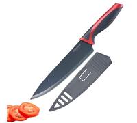Westmark Coltello da chef/da cucina, Lunghezza lama: 20 cm, Lama ampia, Con protezione per la lama, Acciaio inox/Plastica, Antracite/Rosso, 14542280