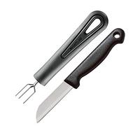 Westmark Coltello e forcone a 3 denti pelapatate, Set con 2 pz, Acciaio inox/Plastica, Gentle/Techno, Argento/Nero, 28152280