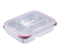 Westmark Contenitore Alimenti - Portapranzo diviso per lavoro e viaggio, portapranzo o contenitore, lavabile in lavastoviglie, quadrato, acciaio inox 18/8 - 280 + 280 + 400 ml