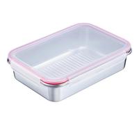 Westmark Contenitore Alimenti - Pratico contenitore per portare il cibo e per i pasti, per microonde e forno, lavabile in lavastoviglie, quadrato, acciaio inox 18/8 - 2500 ml
