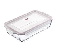 Westmark Contenitore in Vetro, Capacità: 2200 ml, Chiusura Ermetica, Adatto al Microonde e al Forno, Vetro/Silicone/Plastica, Trasparente/Rosso, 234922E1