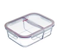 Westmark - Contenitore per alimenti, capacità 570 ml, con 2 scomparti separati, in vetro/silicone e plastica, colore: Trasparente/Rosso