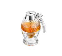 Westmark Contenitore per miele/Dispenser con supporto, Capacità: 200 ml, Vetro/Plastica, Deluxe, Trasparente/Argento, 65132260