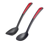 Westmark Cucchiai da verdure e padella Gallant - 2 pezzi, scala 15-40 ml | Incavo extra profondo e bordo raschiante, per pentole antiaderenti, fino a 210 °C, Made in Germany, nero/rosso, 296122E6