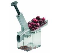 Westmark Denocciolatore per ciliegie con canale inclinato e vaschetta per noccioli, Plastica/Alluminio, Kirschomat, Argento/Nero/Trasparente, 40702260
