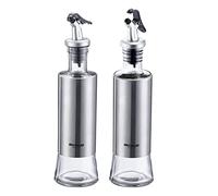 Westmark Dispenser per aceto e olio, 2 pezzi, funzionamento con una sola mano, capacità: 300 ml ciascuno, plastica/vetro/acciaio inossidabile, Lisbona, trasparente/argento/nero, 63392260