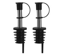 Westmark Dosatori per liquori/aceto Inox Eco-Pour - set da 2, con cappuccio | Tappo in plastica per aperture 21-22,5 mm, bottiglie 0,7-1 l, tubicino d'aria, acciaio inox, nero/cromato, 45372280