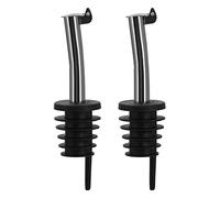 Westmark Dosatori per liquori Inox Eco-Pour - set da 2, con tappino | Per aperture di bottiglia 21-22,5 mm, anche per aceto, flusso lento, lavabile in lavastoviglie, nero/cromato, 45572280