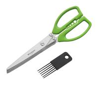 Westmark Forbici per erbe con pettine per la pulizia e fori per staccare le foglie, 5 paia di lame, Lunghezza lame: 20 cm, Acciaio inox/Plastica, Colore: Argento/Verde, 11752280