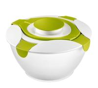 Westmark Insalatiera con manico e contenitore per condimento, Capacità: 6,5 litri, Plastica, Praktika, Trasparente/Bianco/Verde, 2422227A