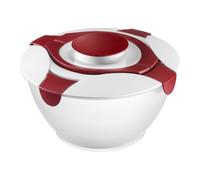 Westmark Insalatiera con manico e contenitore per condimento, Capacità: 6,5 litri, Plastica, Praktika, Trasparente/Bianco/Rosso, 2422227R